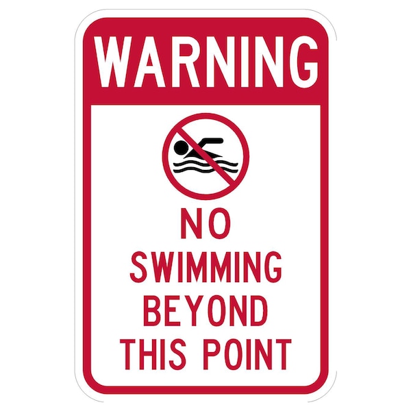 Sign Solutions Usa Warning No Swimming Beyond, Aluminum, 18 in x 12 in DCS08DWT1218CUS00085 - main